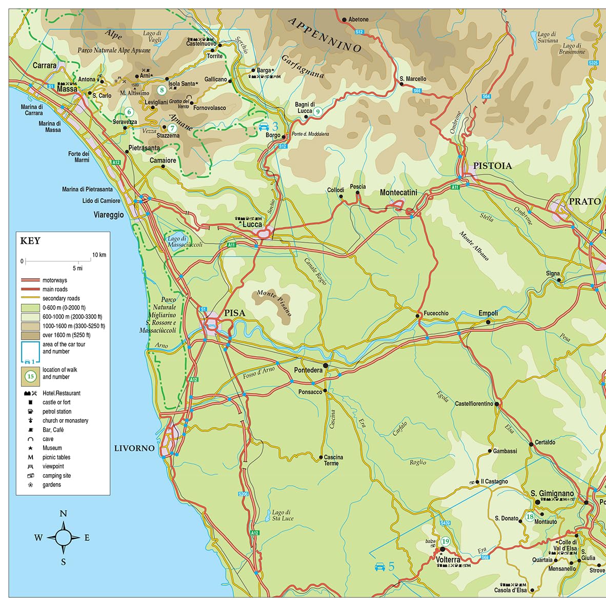 Tuscany Sunflower Walking Guide: 75 long and short walks and 8 car tours (Sunflower Guides)