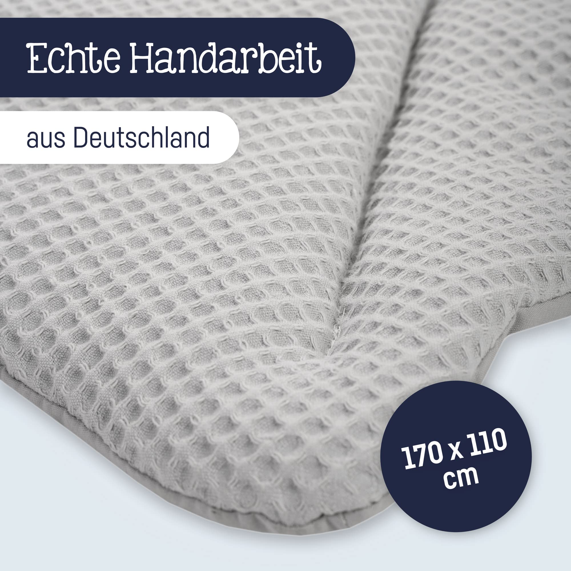 Julius Zöllner wafel piqué koc pełzający, rozmiar 170 x 110 cm, wyprodukowano w Niemczech, piqué waflowym, 100% bawełna, Öko-Tex Standard 100, jasnoszary