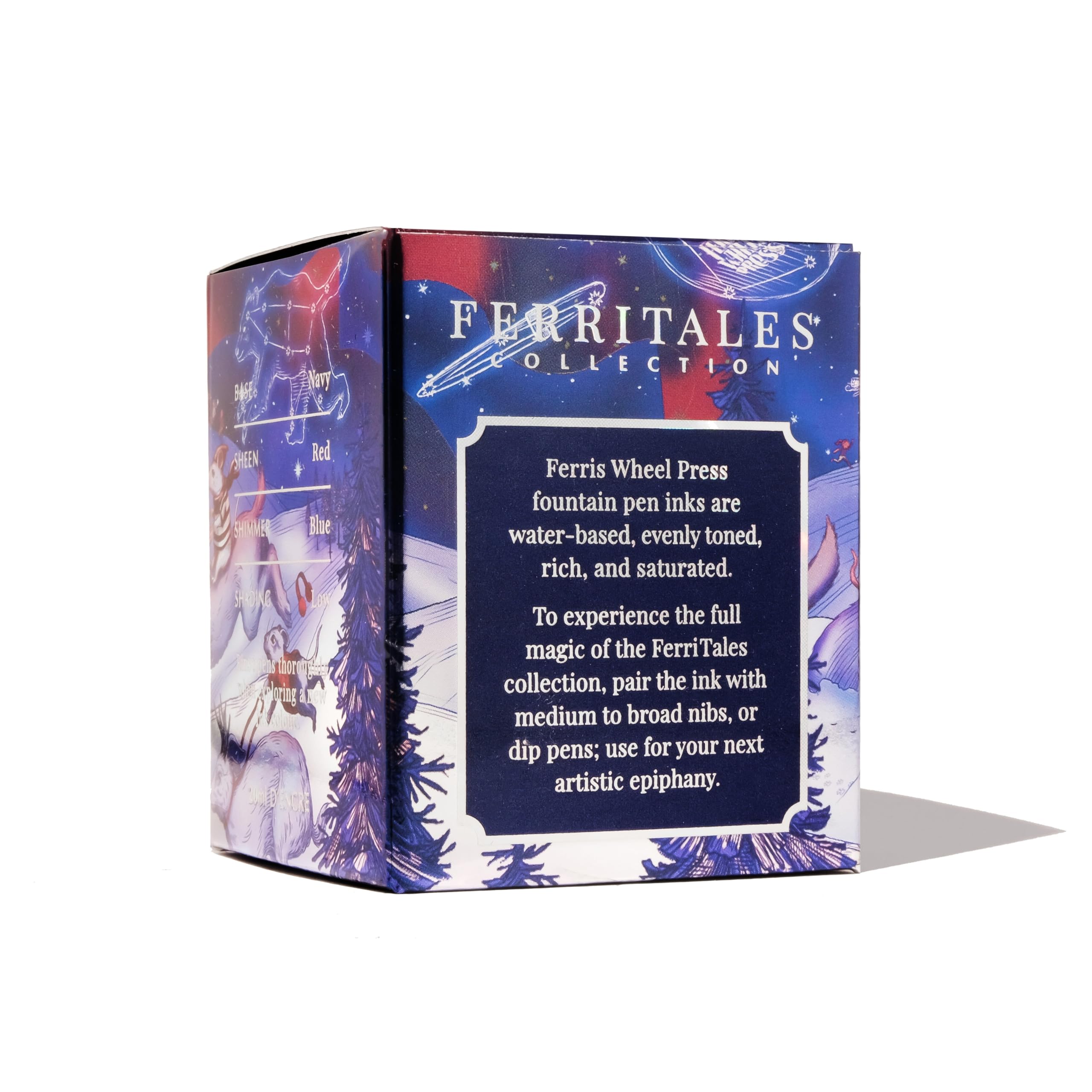 Ferris Wheel Press Tinta FerriTales, colección Furry Frostbites, azul marino profundo con brillo azul, botella de tinta para pluma estilográfica de 20 ml