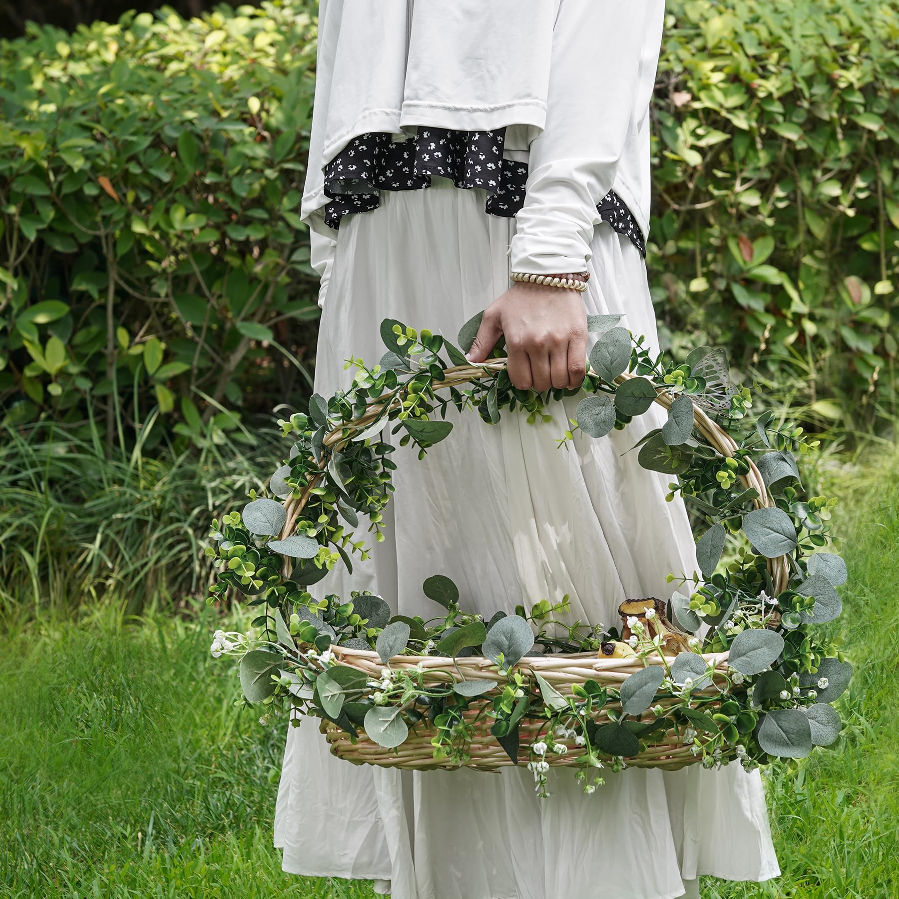 YOUNGLEAVES Künstliche Eukalyptus-Girlande, 8 Stück, künstliche grüne Girlande, Ranken, hängende Eukalyptusblätter für Hochzeit, Hintergrund, Bogen, Wanddekoration, Tafelaufsatz für den Außenbereich