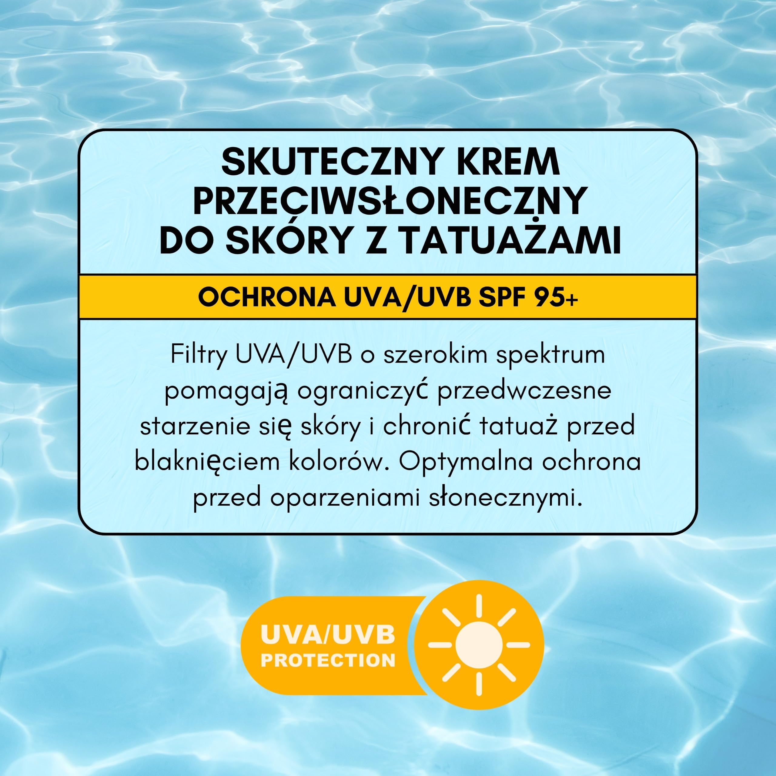 Believa Tattoo Krem przeciwsłoneczny – najlepsza ochrona przed słońcem dla Twojego tatuażu – współczynnik ochrony przeciwsłonecznej 50+ (UVB +50/UVA +95) – 100 ml