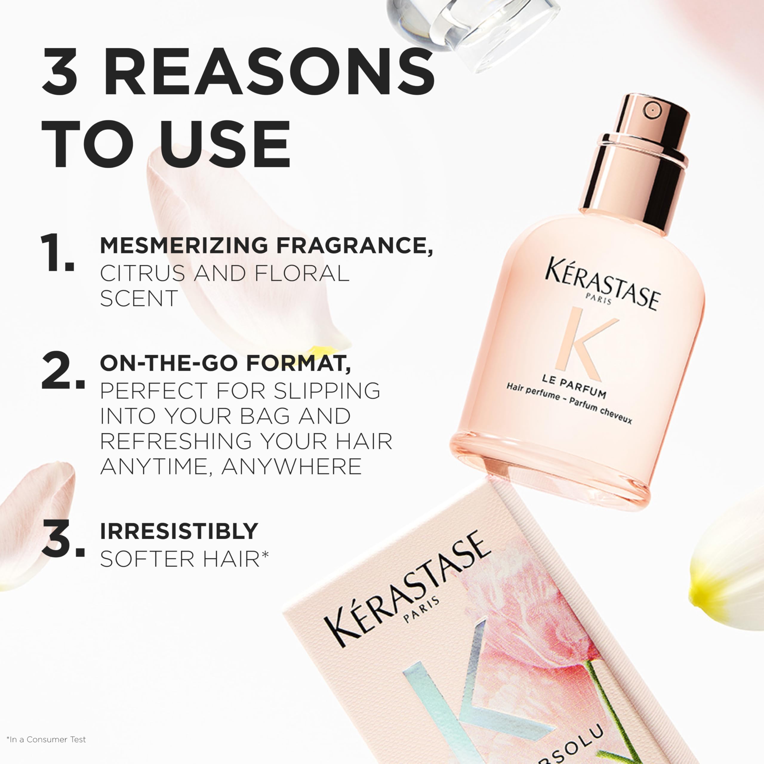 KÉRASTASE Gloss Absolu - Le Parfum - Parfum Cheveux - Cheveux Plus Doux - Tenue Longue Durée - Citron, Bergamote, Bouquet Floral & Thé Vert - Sental - Vanille - Tous Types de Cheveux - 30 ml
