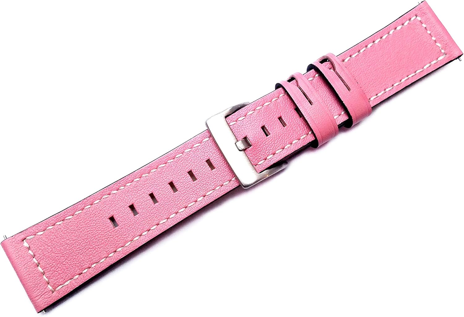 Pink with White Stitches Band Compatible with Fitbit Versa 2 and Versa Smartwatch Elegant Soft Leather Strap Bracelet with Quick Release Pins