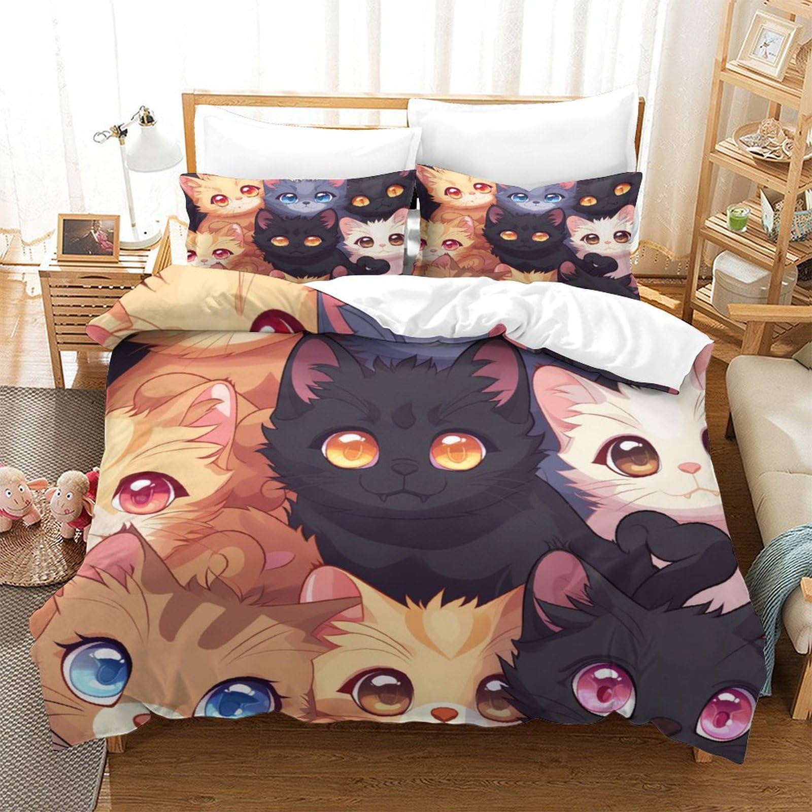 Housse de couette chat microfibre évite la transpiration nocturne avec sa texture douce 140x200