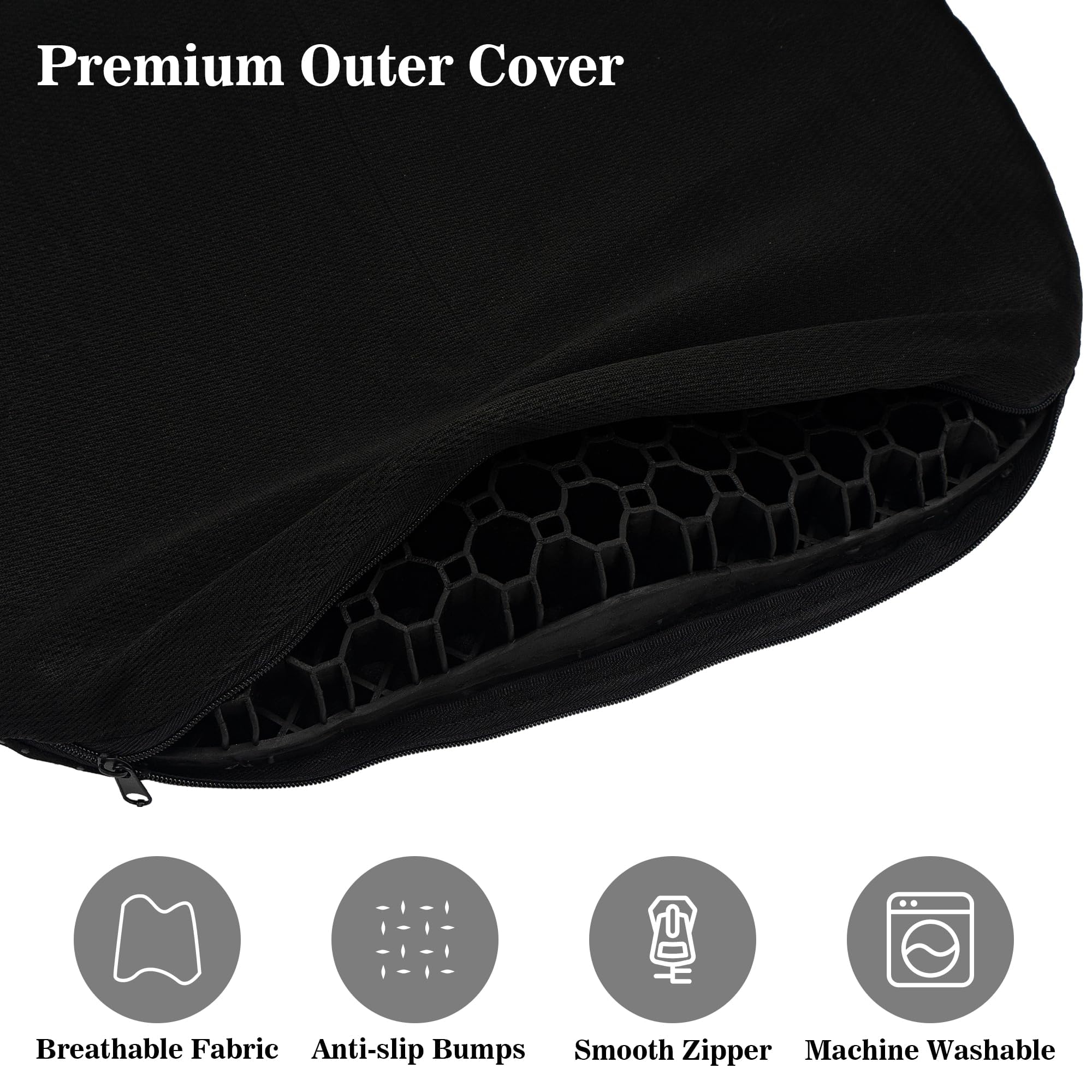 Coussin de siège de Kayak, Coussin de siège en Gel antidérapant pour Une Assise prolongée sur Le Bateau, Le canoë, Le Sup, la Chaise (Noir)