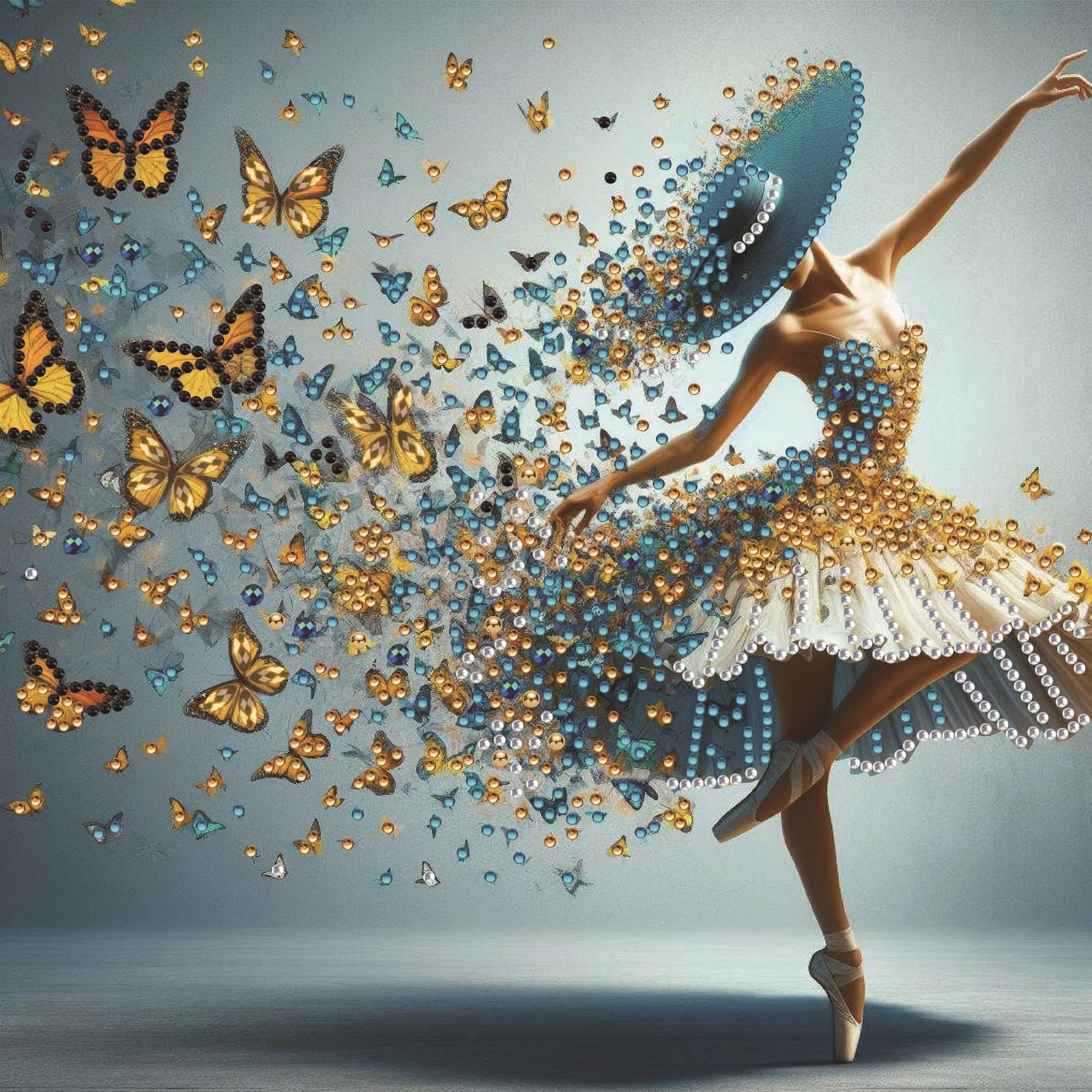 POETRYDRAW Blue Butterfly Ballerina Special Shaped 5D DIY Partial Drill Diamond Art Painting Kits 30x30cm Diamond Art Kit for Adults Home Decor (Blue Butterfly Ballerina)