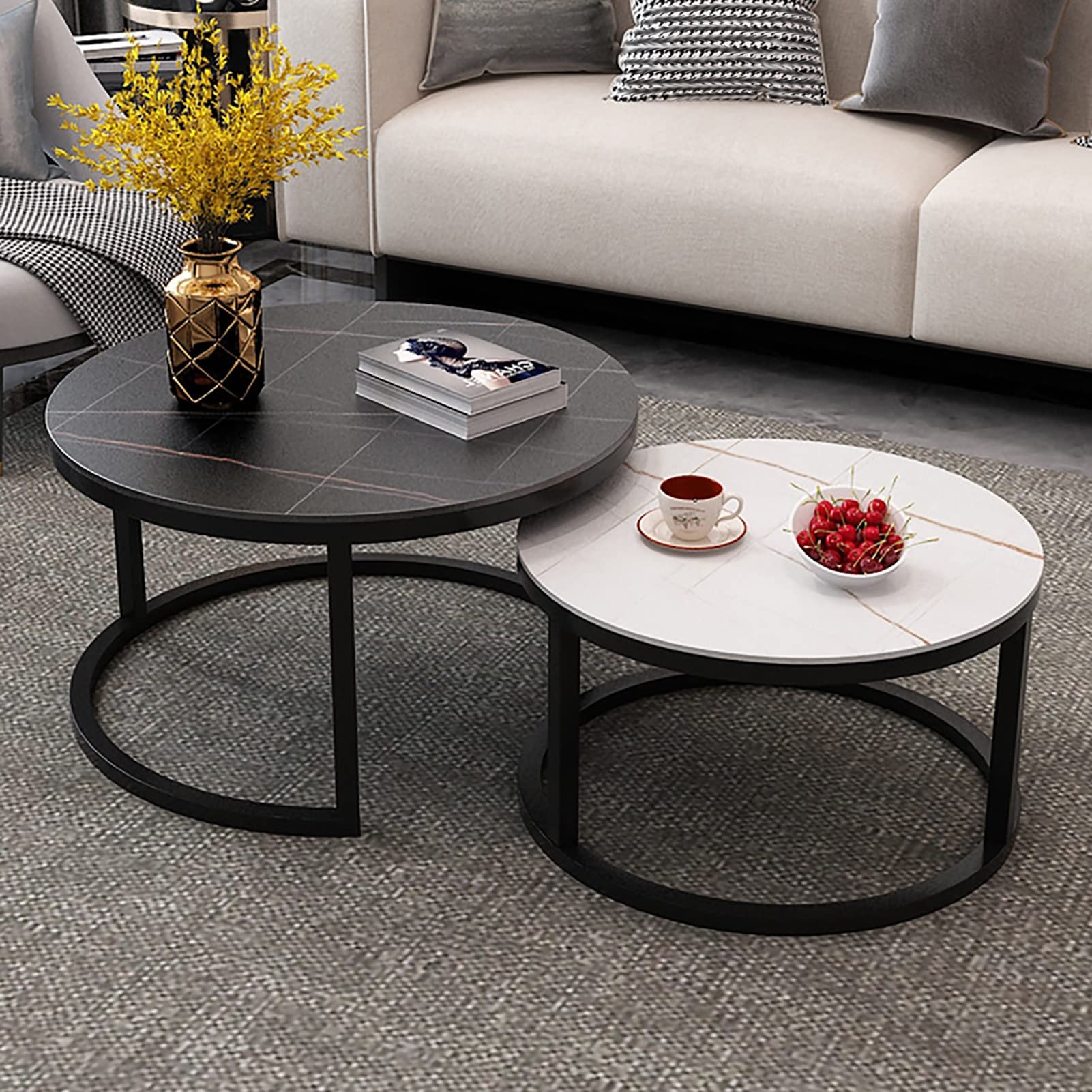 Table basse gigogne pour petits espaces ensemble table ronde salon