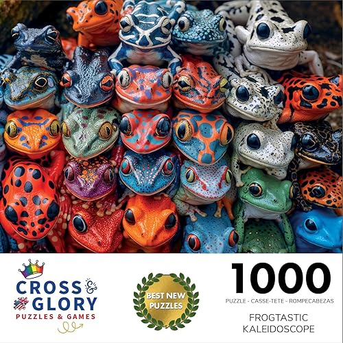 Miniatura 2 de Cross & Glory - Rompecabezas de 1000 piezas de Frog King's Colorful Realm A Neo-Expresionist Masterpiece - Arte vibrante y diseño ecológico