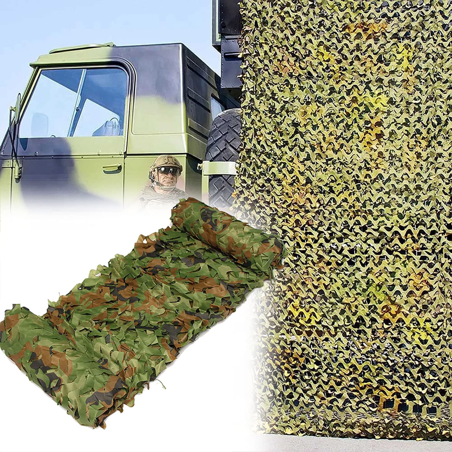 Oudini 2*3M/6.6*9.8Ft Camo Netting Jungle Camouflanet Outdoor Military Netting Hunting Net Camouflasunshade Net, 210D Oxcloth, For Shooting Camping/2 * 3M/6.6 * 9.8Ft