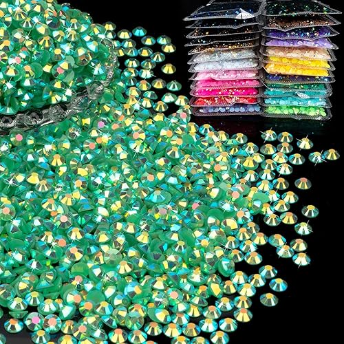 MUZOXEN 1200 diamantes de imitación de resina de 0.236 pulgadas a granel, brillantes AB transparentes transparentes con parte trasera plana, gemas