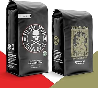 DEATH WISH Coffee - The World’s Strongest Coffee [1 lb] and VALHALLA JAVA Odinforce Blend [12 oz] Ground Coffee in Bundle/...