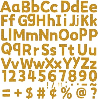 266 Pcs Letters Combo Pack Set Glitter Bulletin Board Letters Glitter Gold Letters and Number Accents for Kids Bulletin Board Display Home School Classroom Decor