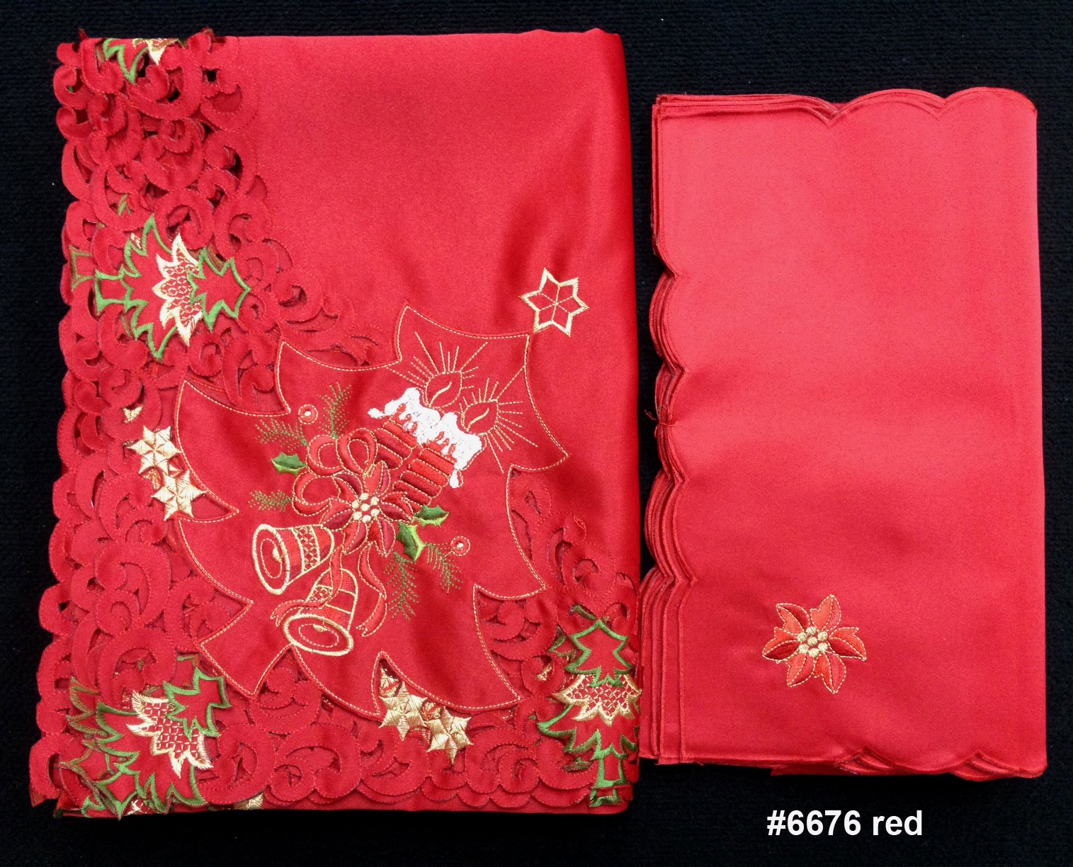 Amazon｜クリエイティブリネンHolidayクリスマス刺繍ポインセチア