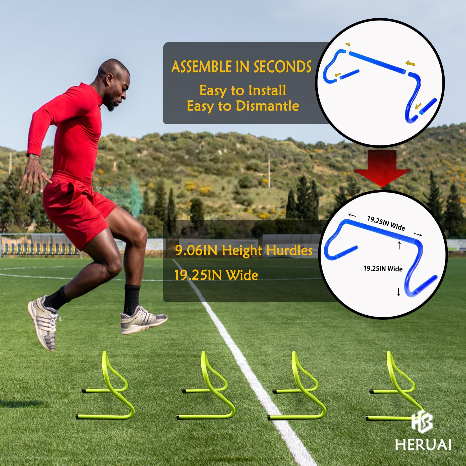 Set di Attrezzature per Allenamento di velocità di agilità, Scala da 6 m, 4 Ostacoli, 10 Coni di velocità, Paracadute da Corsa, Calcio, Basket, Calcio, Attrezzatura per Allenamento per Bambini