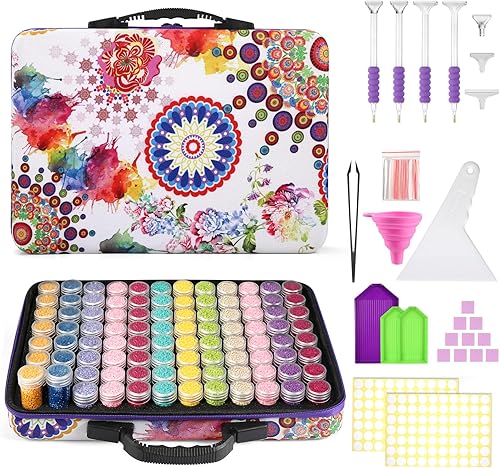 POLRAI Contenedores de almacenamiento de pintura de diamantes con 96 ranuras para accesorios de pintura de diamantes, accesorios y herramientas de