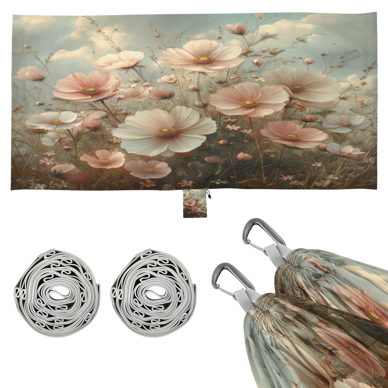 ATTX Floral Landscapes Camping Hammock - Lightweight & Portable Hammocks, Heavy Duty 330lbs Capacity for Indoor, Hiking, Backpacking, Travel, Backyard, Beach#15