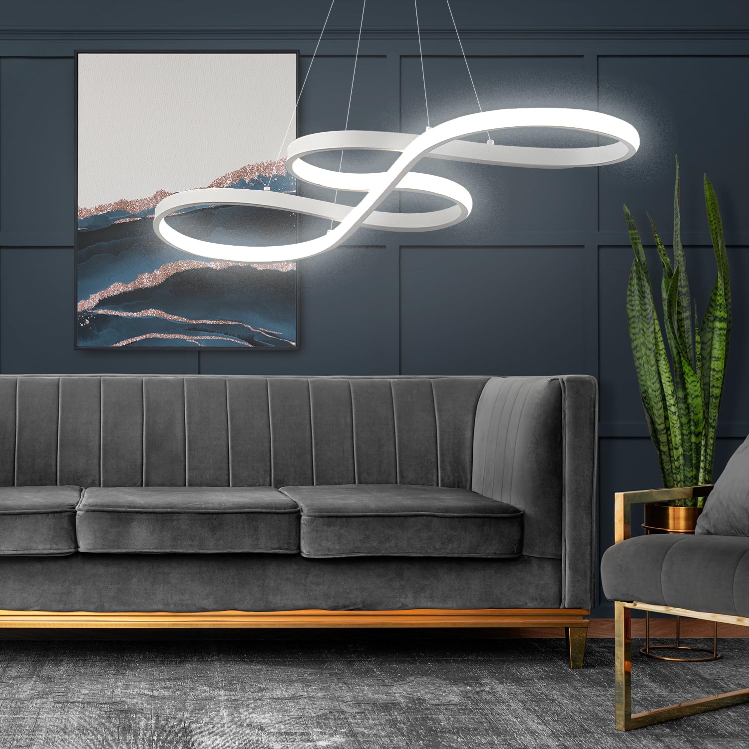 Arcadia Lampadario Led Soffitto a Sospensione Moderno con Luce Calda e Fredda Dimmerabile, Telecomando e App per Cellulare - Lampadario Camera da Letto, Soggiorno, Cucina e Cameretta - 3500 LM 80 Cm