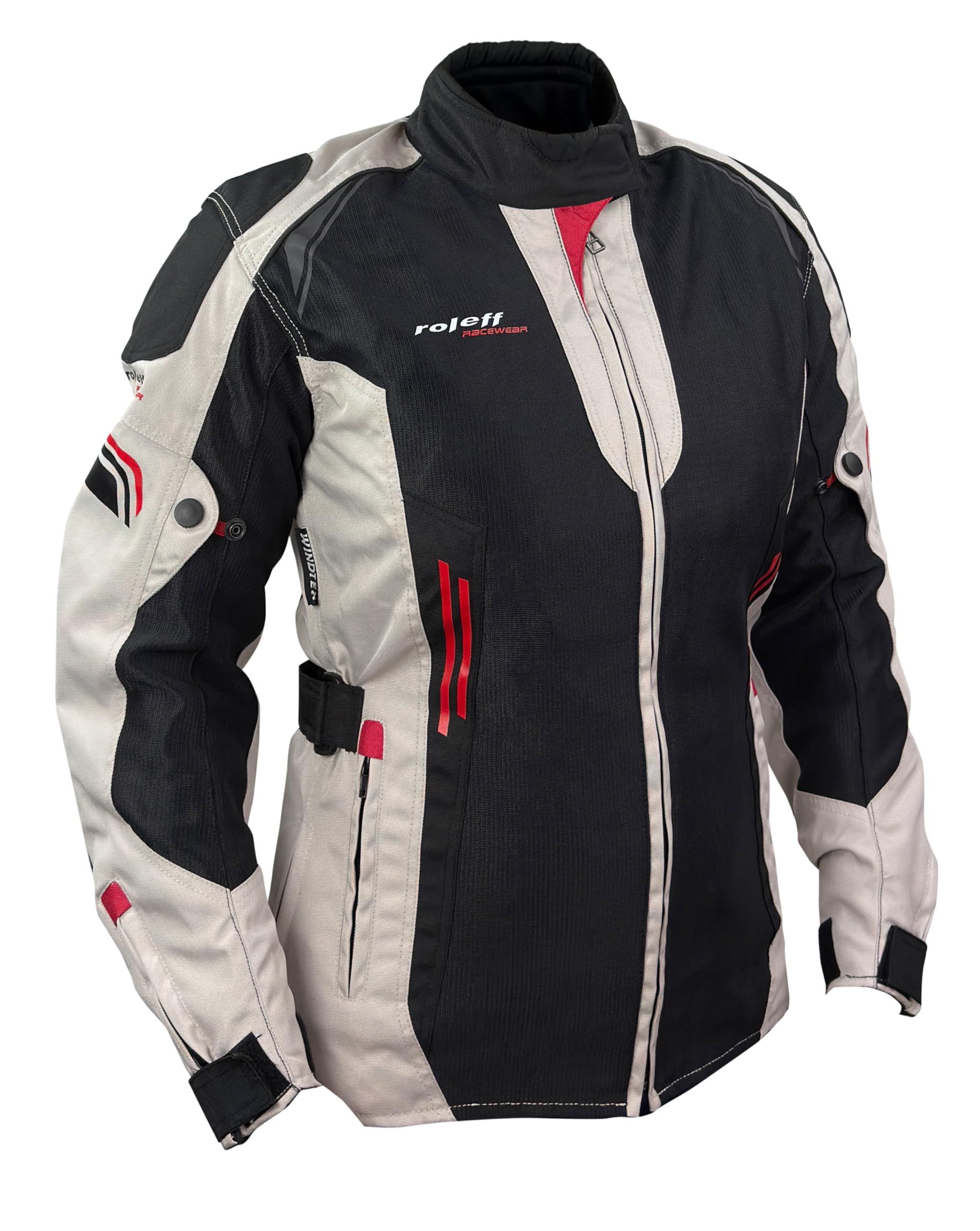 ROLEFF RO1812D RO1812D - Chaqueta de moto para mujer, color negro/beige, XS-5XL, transpirable, transpirable, chaqueta de malla de verano, ligera, cómoda, con protectores, ideal para días calurosos,