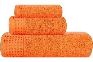 GlamBrug 3 Pack Orange Bath Towel Set