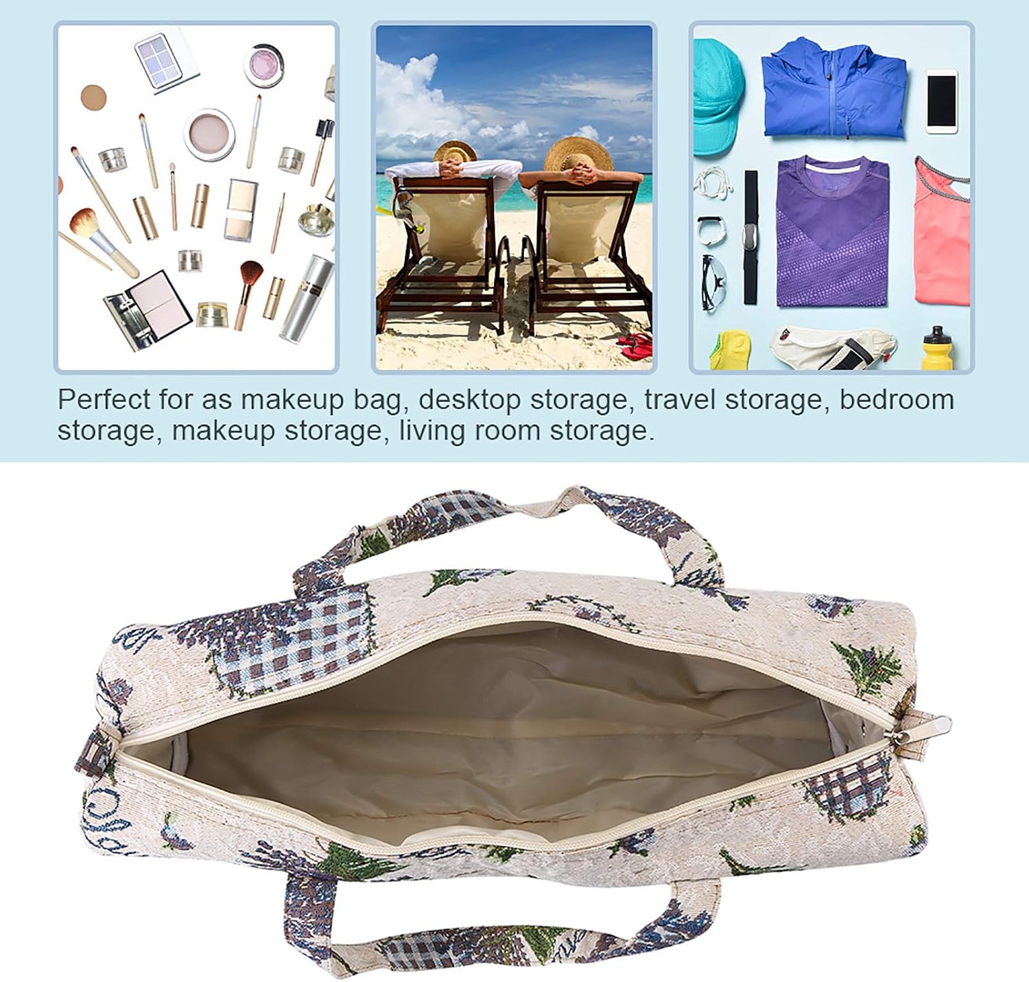 Waterproof Knitting Bag Yarn Organizer Durable Storage for Sewing Needles Craft Supplies Portable Travel Case with Floral Design - Image 5