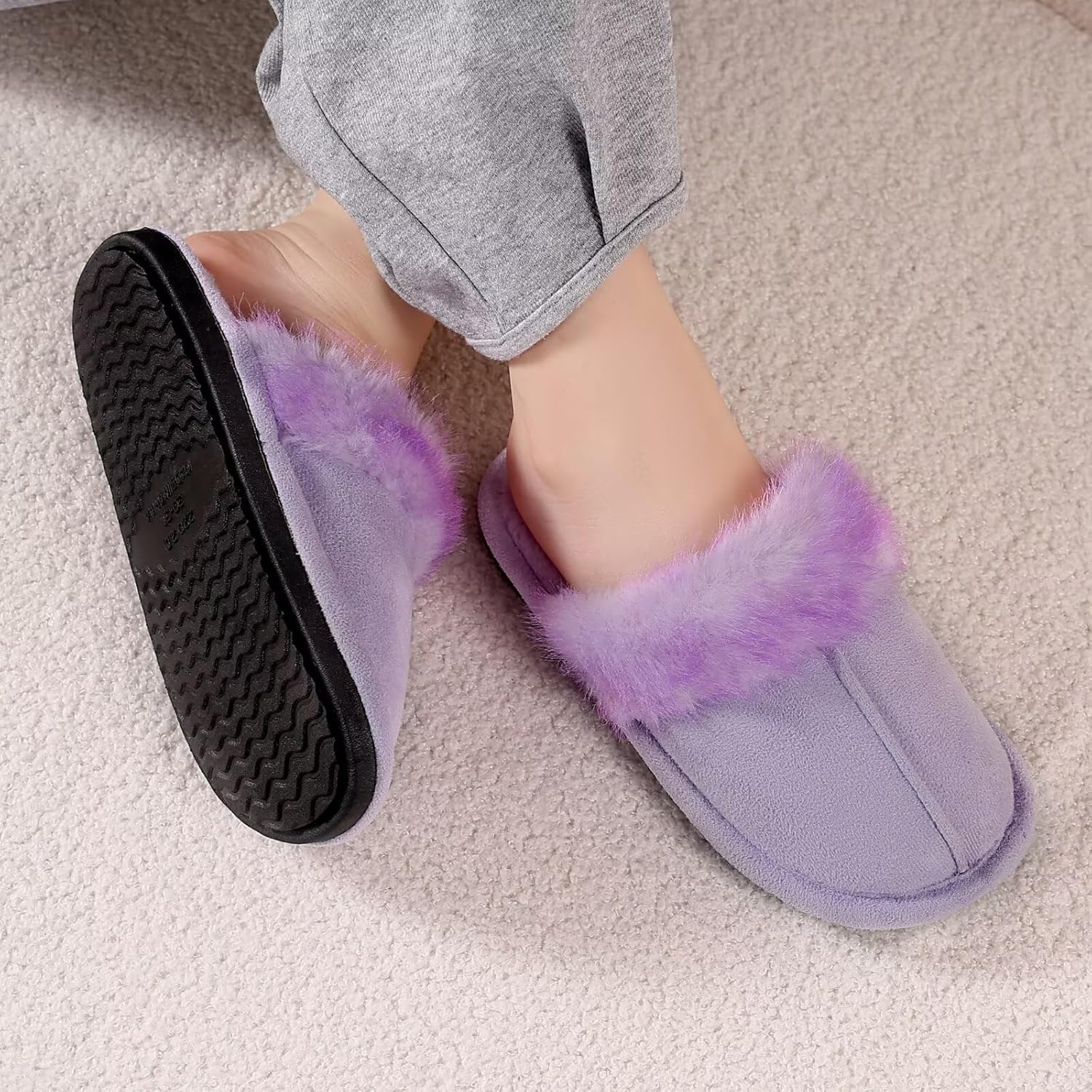 EQW Kids Slippers for Girls Boys - Warm Memory Foam Non-Slip Fuzzy House Shoes, Soft Plush Indoor Bedroom Slides - Image 2