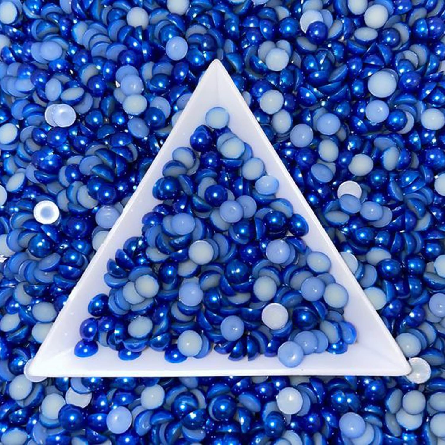 500PCS Flat Back Half Round Pearls, 10mm Blue Half Round Flatback Pearls Gems Beads for Crafts, Flat Back Half Pearls for Craft Projects, Jewelry Making, Shoes, Cup, Nail Art Decoration - Image 5