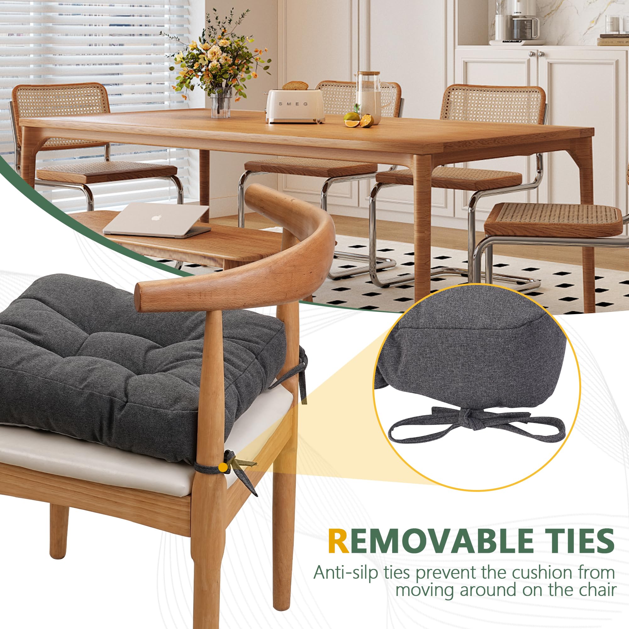 Naga Bahna Chair Cushions for Dining Chairs 2 Pack - Thickened 3.5