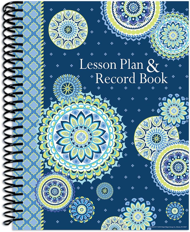 Eureka Blue Harmony Back to School Classroom Supplies Record and Lesson Plan Book for Teachers, 8.5'' x 11'', 40 Weeks : Office Products