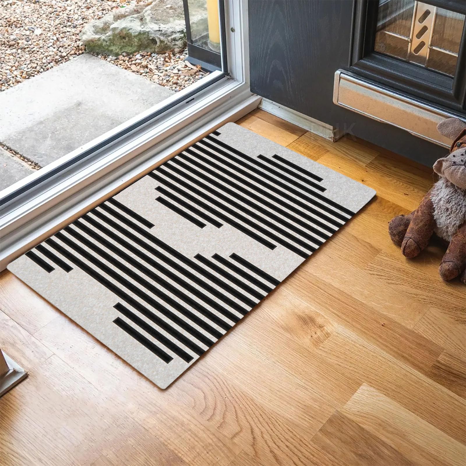 Tapis de porte géométrique idéal pour garder une cuisine et une salle de bain au sec