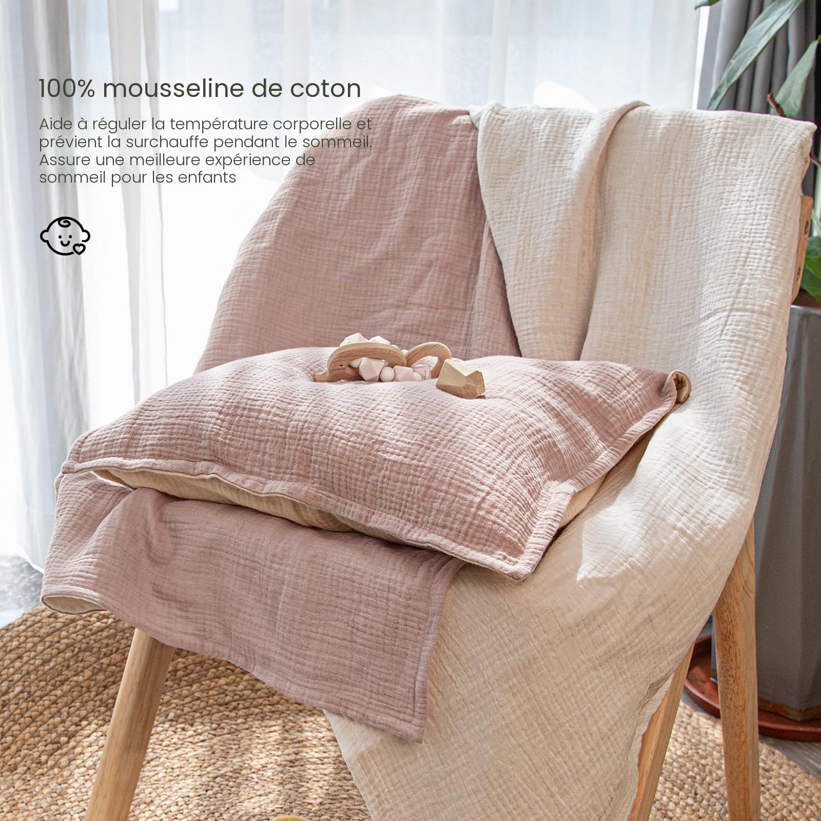 lulumoon Parure de Lit 100x135 cm : Housse de Couette 100 x 135 cm et Taie d'oreiller 40 x 60 cm, 100% Coton, Oeko-TEX, Légère et Confortable Couette lit Bebe