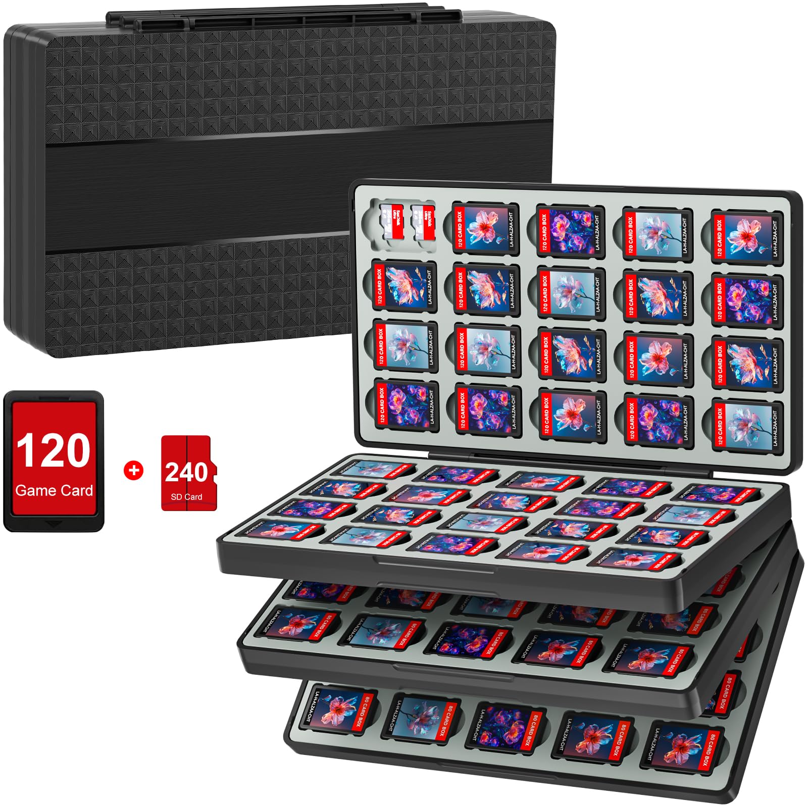 fivtek Switch Game Case for Nintendo Switch 2/Switch/OLED/Lite, Magnetic Switch-2 Game Case Holder with 120 Cartridge & 240 Micro SD Card Slots, Portable Travel Games Card Organizer Gift Accessories - Nintendo Switch 2 - Very Good - Used Accessory
