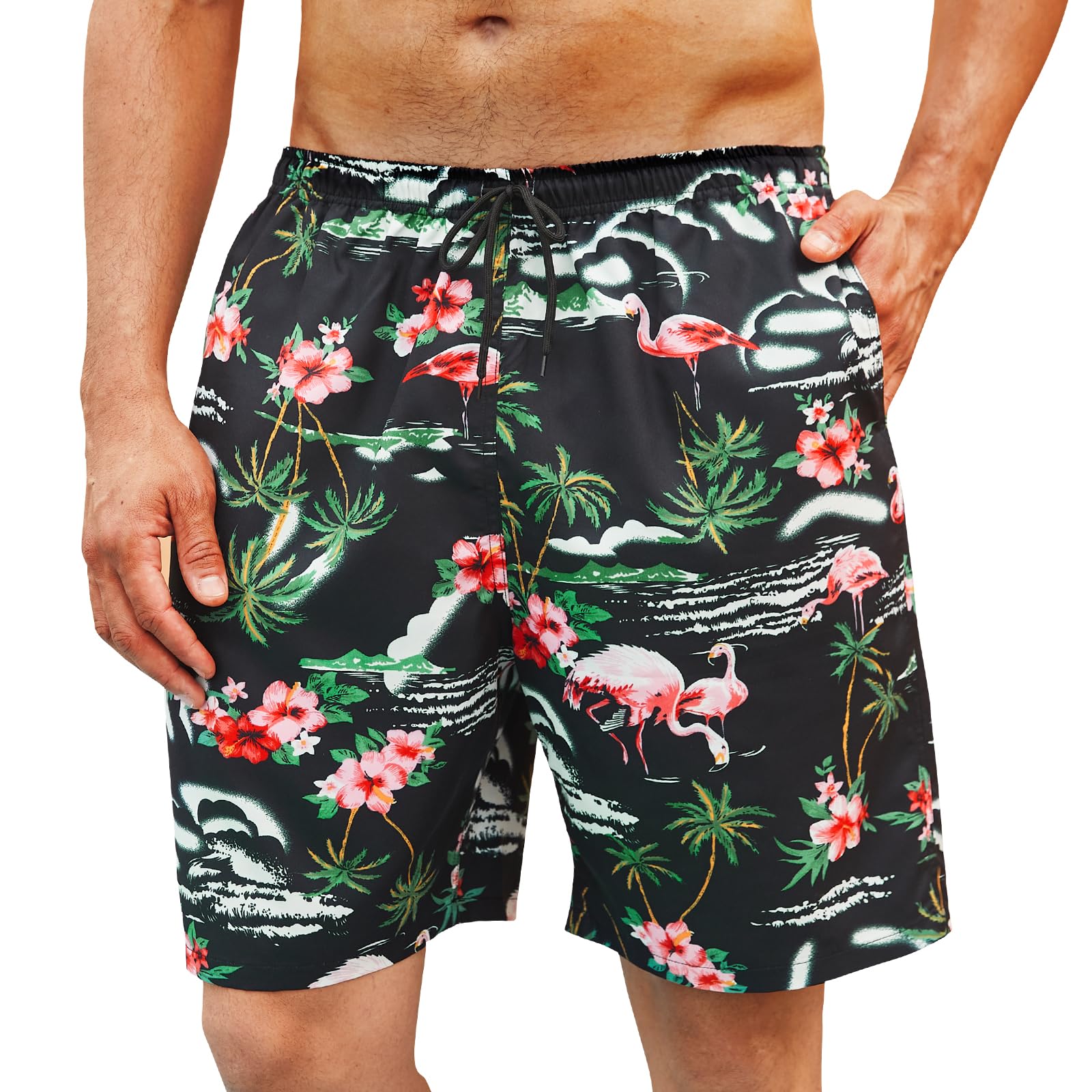 Enlision Bañador Hombre Pantalones Cortos Poliéster Secado Rápido Bañadores Surf Playa Hombre con 3 Bolsillos y Cordón Cintura Ajustable para Verano Hawaianos Mar Vacaciones Piscina Tallas S-3XL