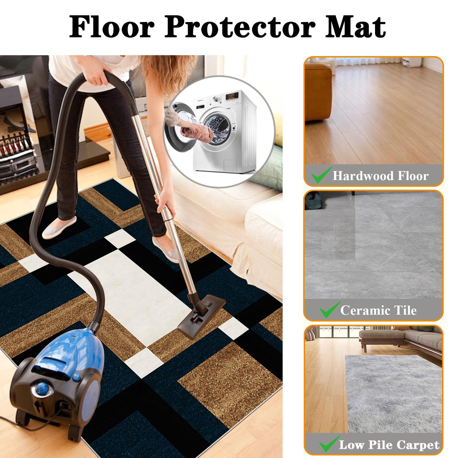 80 x 120 cm Heavy Duty Office Chair Mat for Carpeted Floor Computer Gaming Desk Chair Mat for Carpet Hard Floor Protector Mat for Rolling Chair Carpet Protector Chair Mat Floor Mat for Office Chair - Image 3