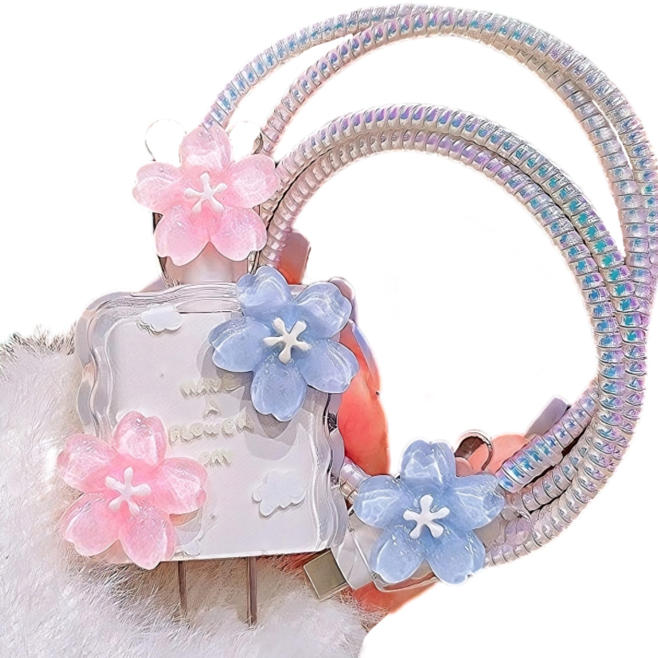 Protector de cargador de flores para iPhone y funda floral 3D de cable USB 8