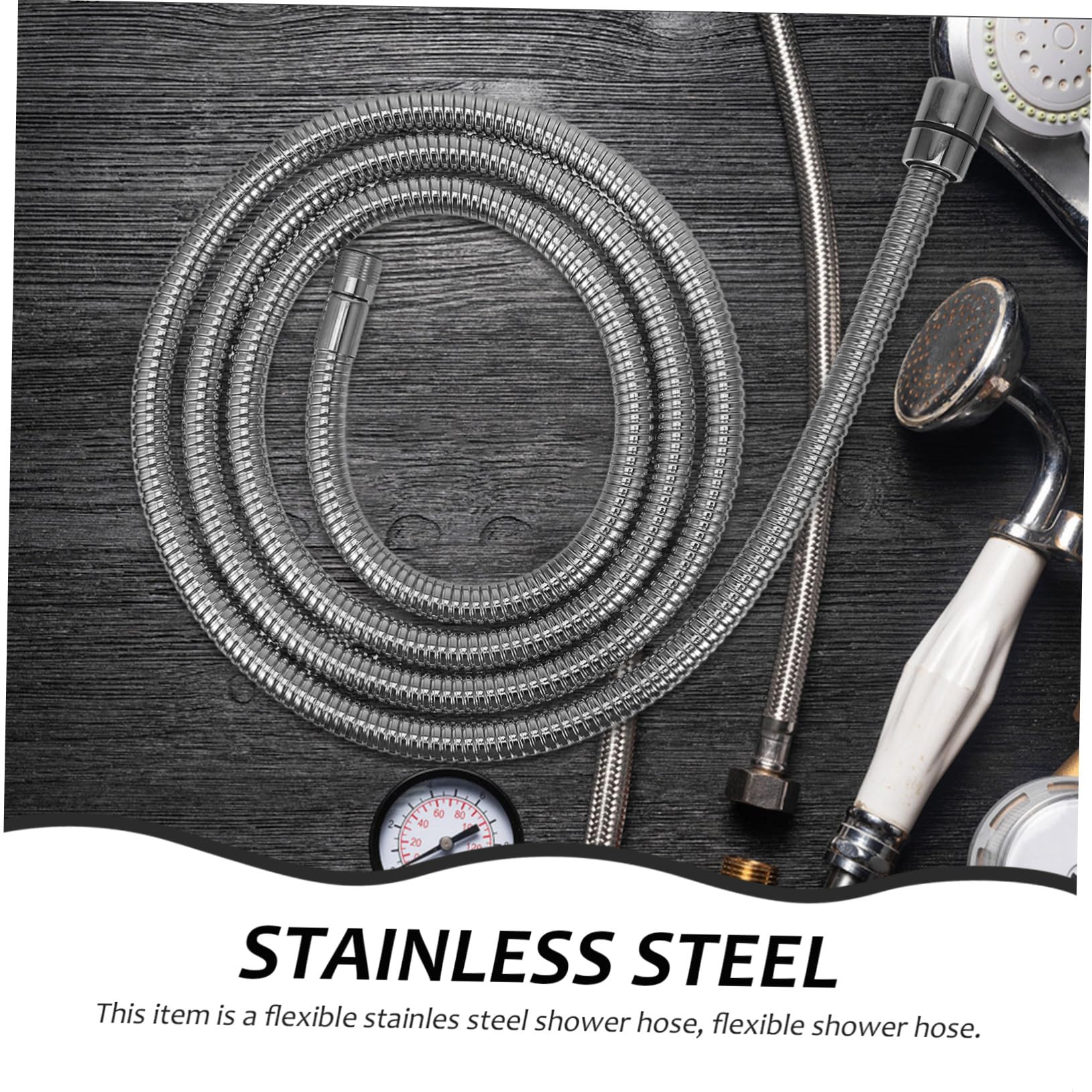 Manguera de ducha flexible de alta presión de acero inoxidable de 2 m, antitorceduras, conector roscado macho y hembra, ideal para grifos de baño, y fiable