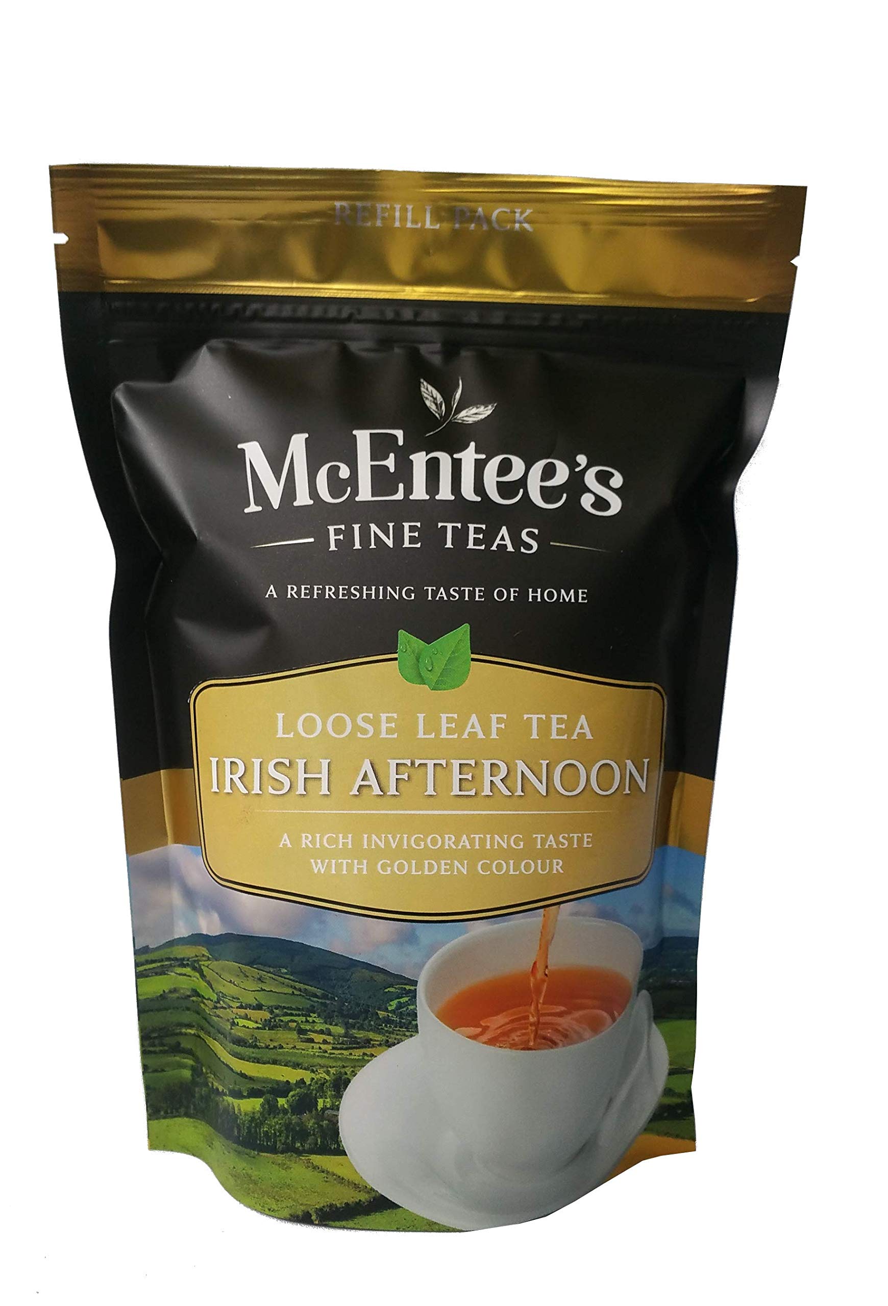 McEntee's Irish Afternoon Loose Tea - 250g Refill Bag – BLENDED IN IRELAND, CITRUSY, BRISK & FUL BODIED. A Traditional Irish Blend of Ceylon, Assam and Kenyan Loose Tea’s.