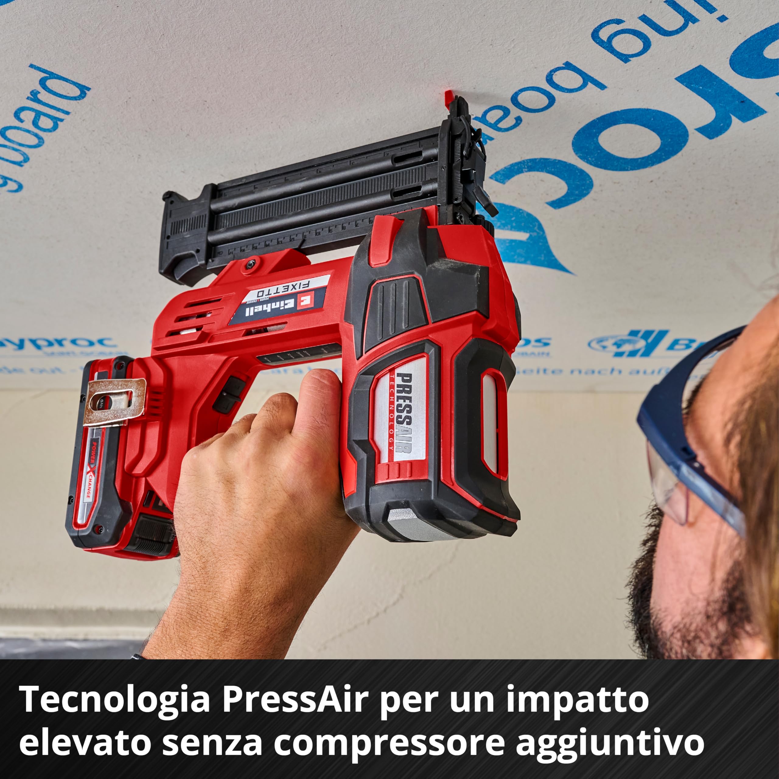 Chiodatrice a batteria FIXETTO 18/50 N Power X-Change Einhell (18 V, 60 colpi/min, mass. 50 mm di lungh. del chiodo, regol. profondità, colpo singolo/serie di colpi, incl. 500 chiodi, senza batteria)