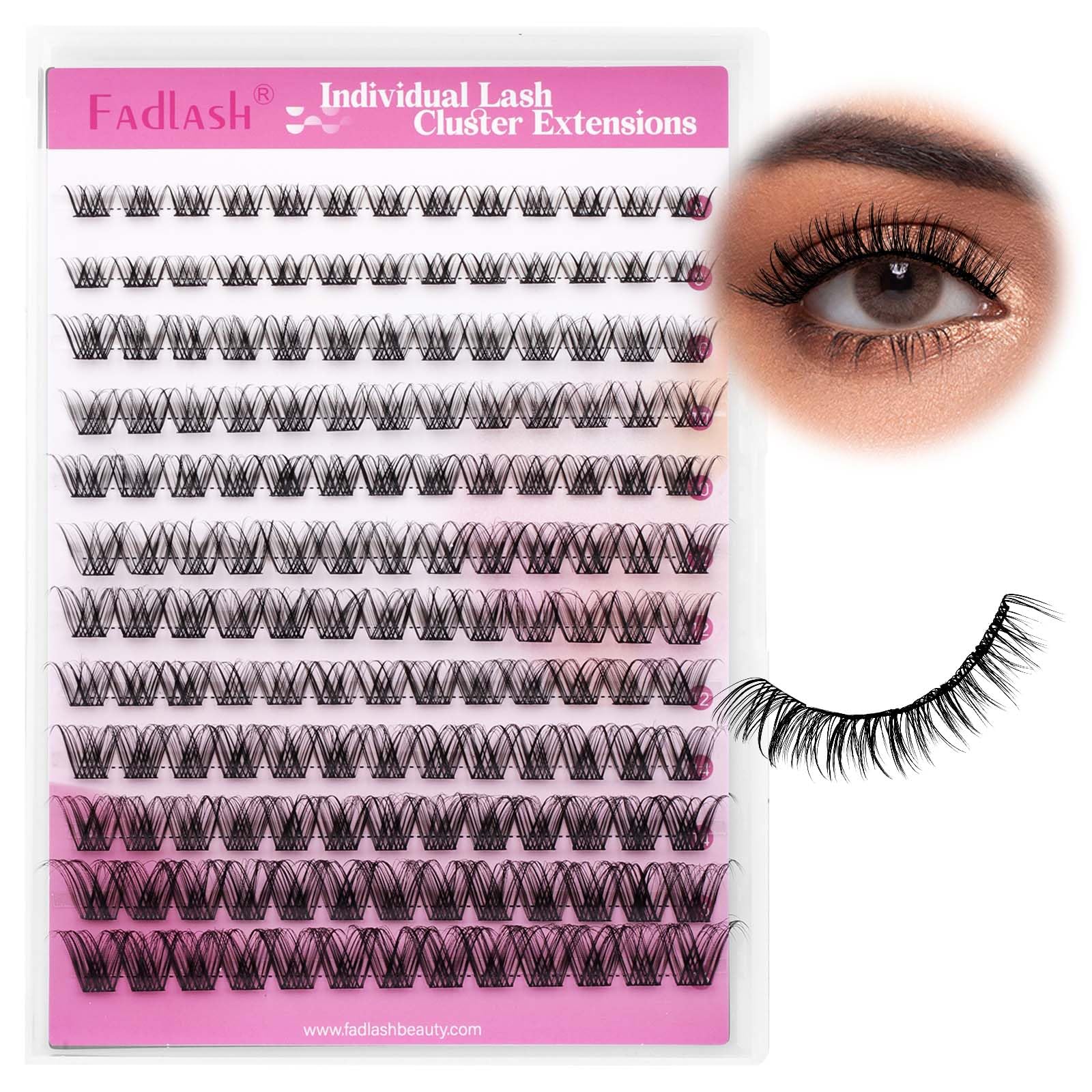 FADLASH Faux Cils FADLASH Cluster Individuel Cils a Cils 144pcs 0.07D 8-16mm DIY Réutilisable Extension Cils Bouquet(F5)