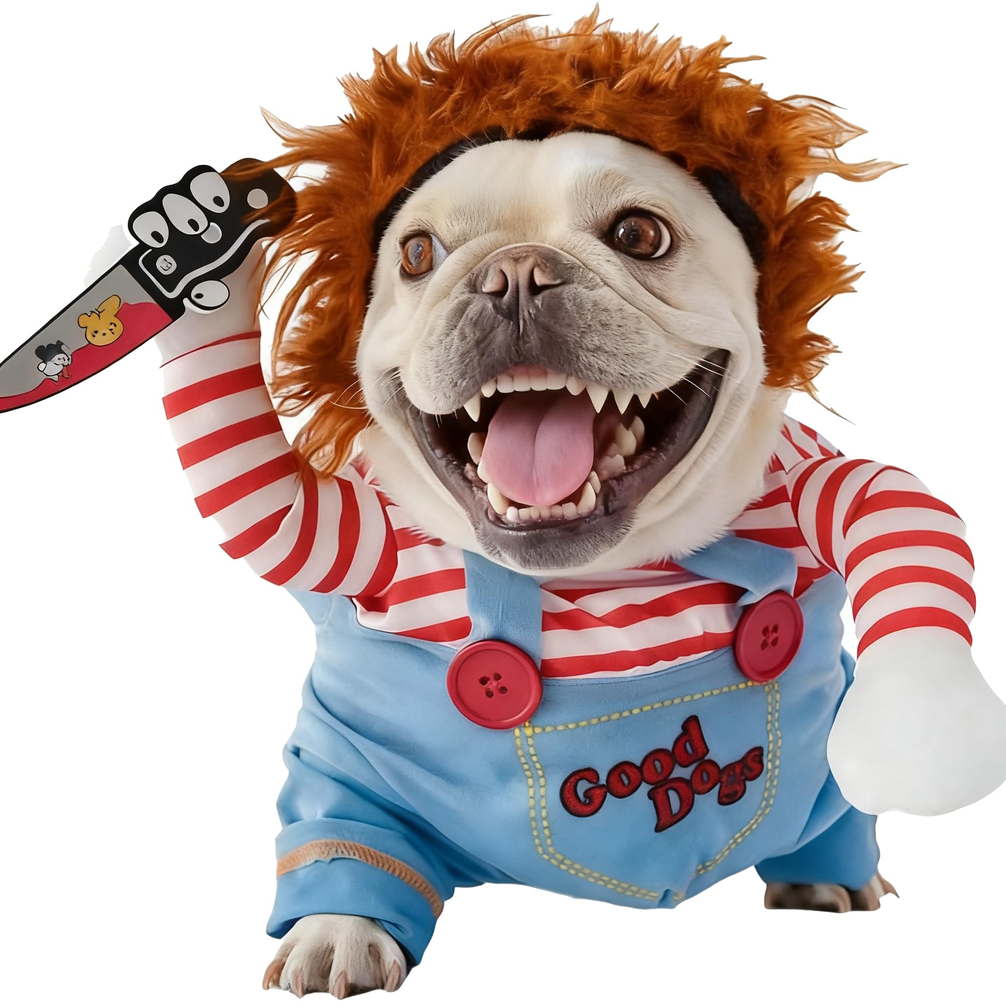 Halloween Costume for Dogs Scary Halloween Cosplay Clothes with Wig for Dogs Pet Party Dressing Up Outfit for Corgi Frenchie Scary Puppy Shirts Blue Medium