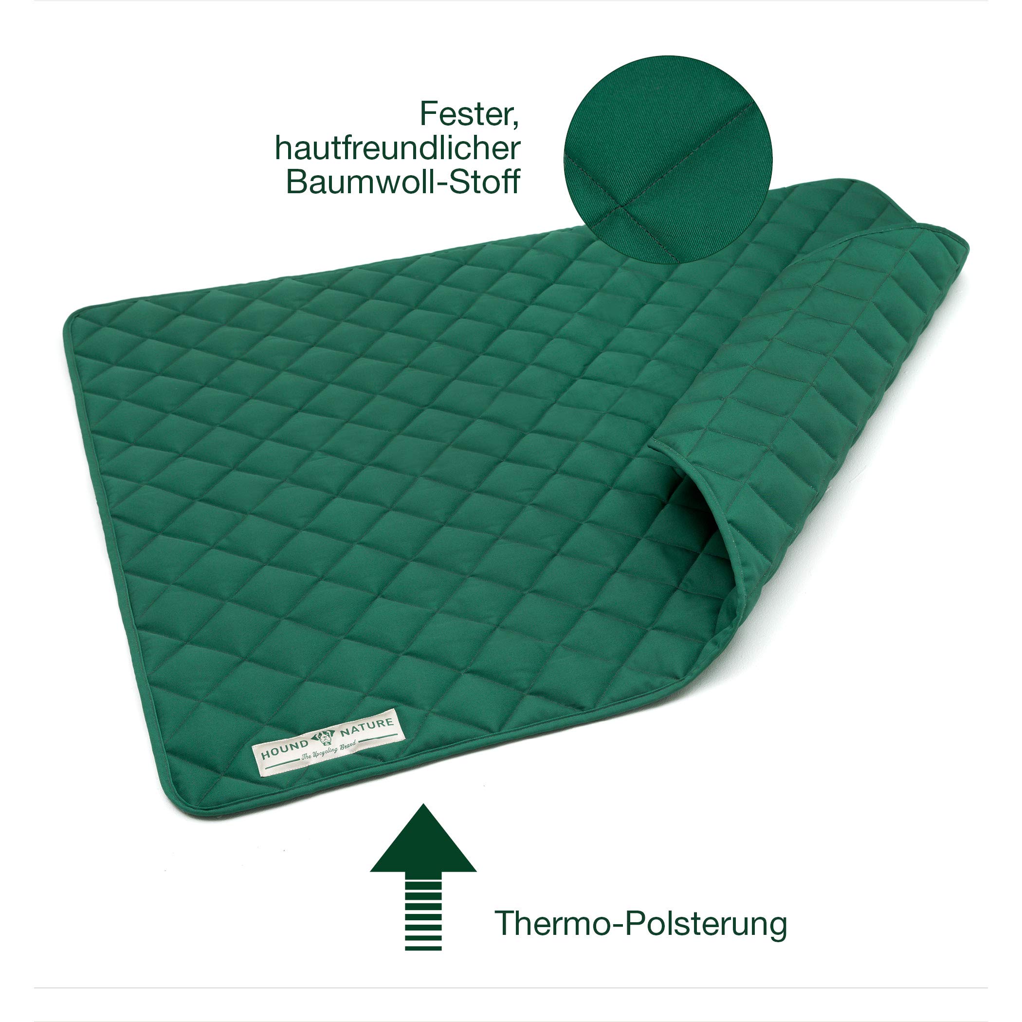 Hound & Nature Davos Manta ecológica para perros, suave, lavable, manta térmica acolchada, higiénica, resistente y sostenible (XL – 120 x 100 cm, verde)