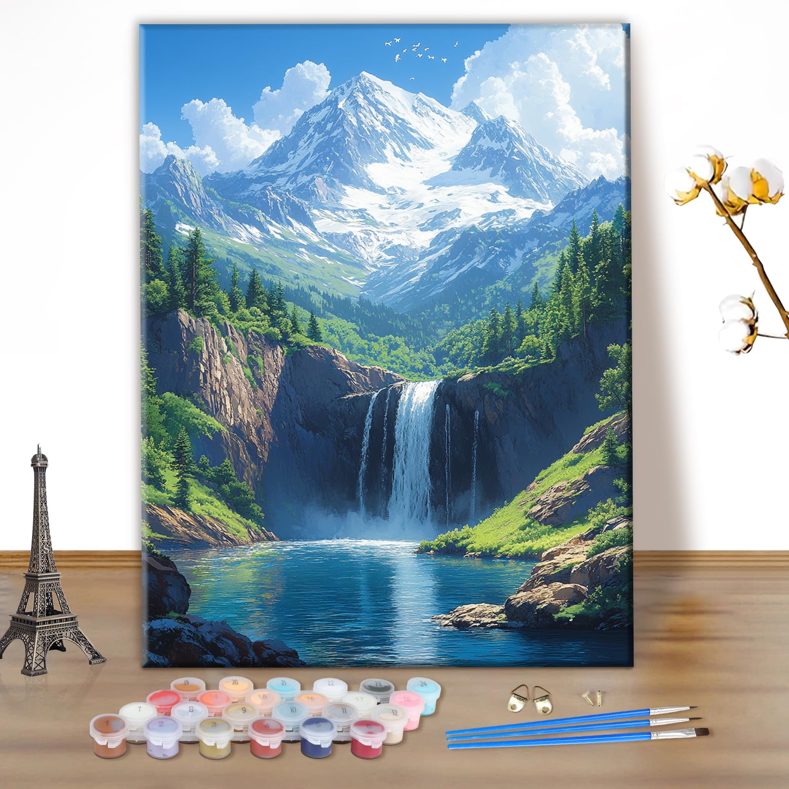 MEIYUDA Peinture Par Numero Adulte Avec Cadre Paysage, Bateau DIY Peinture à L'huile Par Numéros Sur Toile Artisanat Avec Pinceaux, Decoration Maison Cadeau 30x40cm