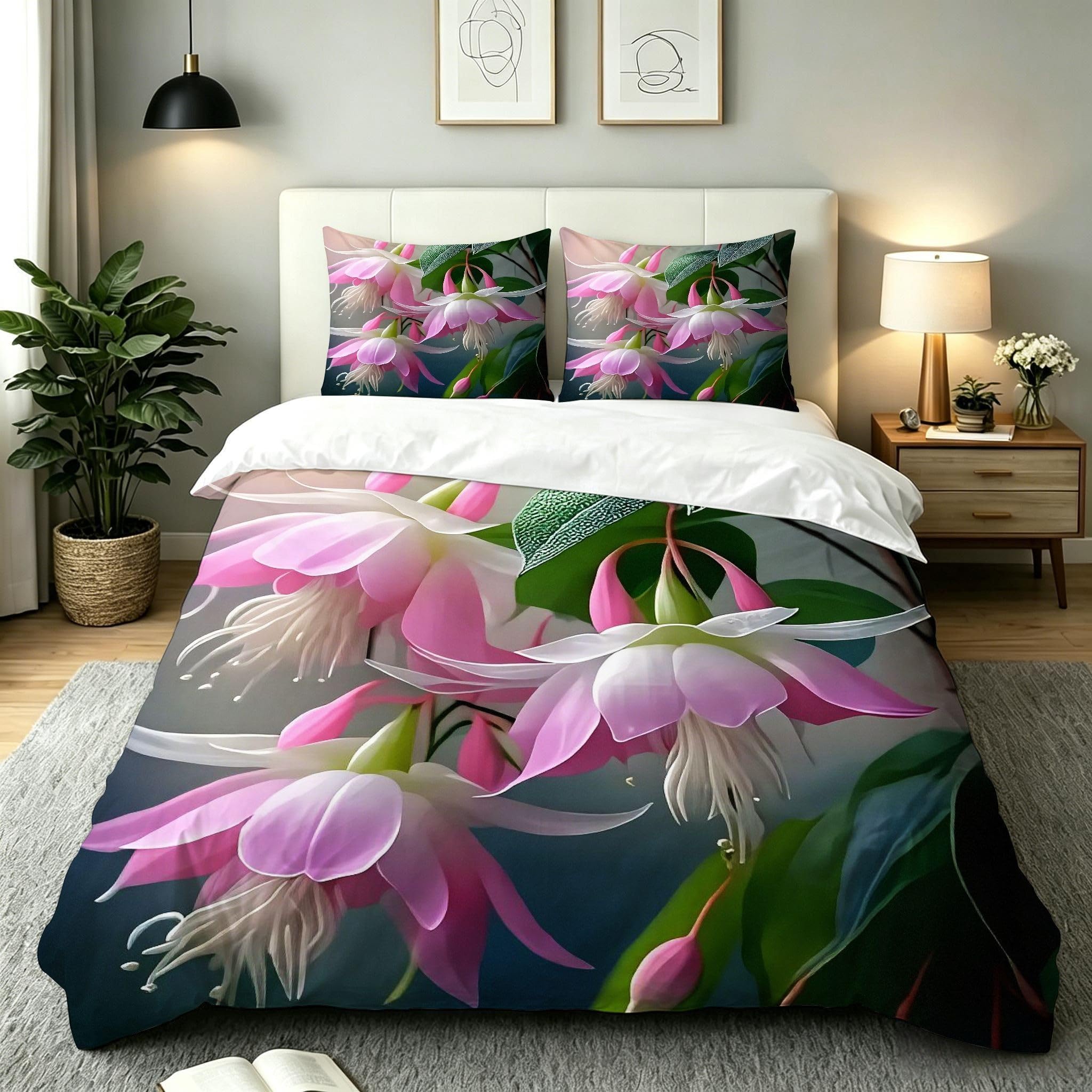 Copripiumino Matrimoniale Fiori Rosa 260x240, ZW888 | Traspiranti Durevoli Microfibra, per Tutta la Famiglia, Matrimoniale, per Tutte le Stagioni, con 2 Federe 50x80 cm