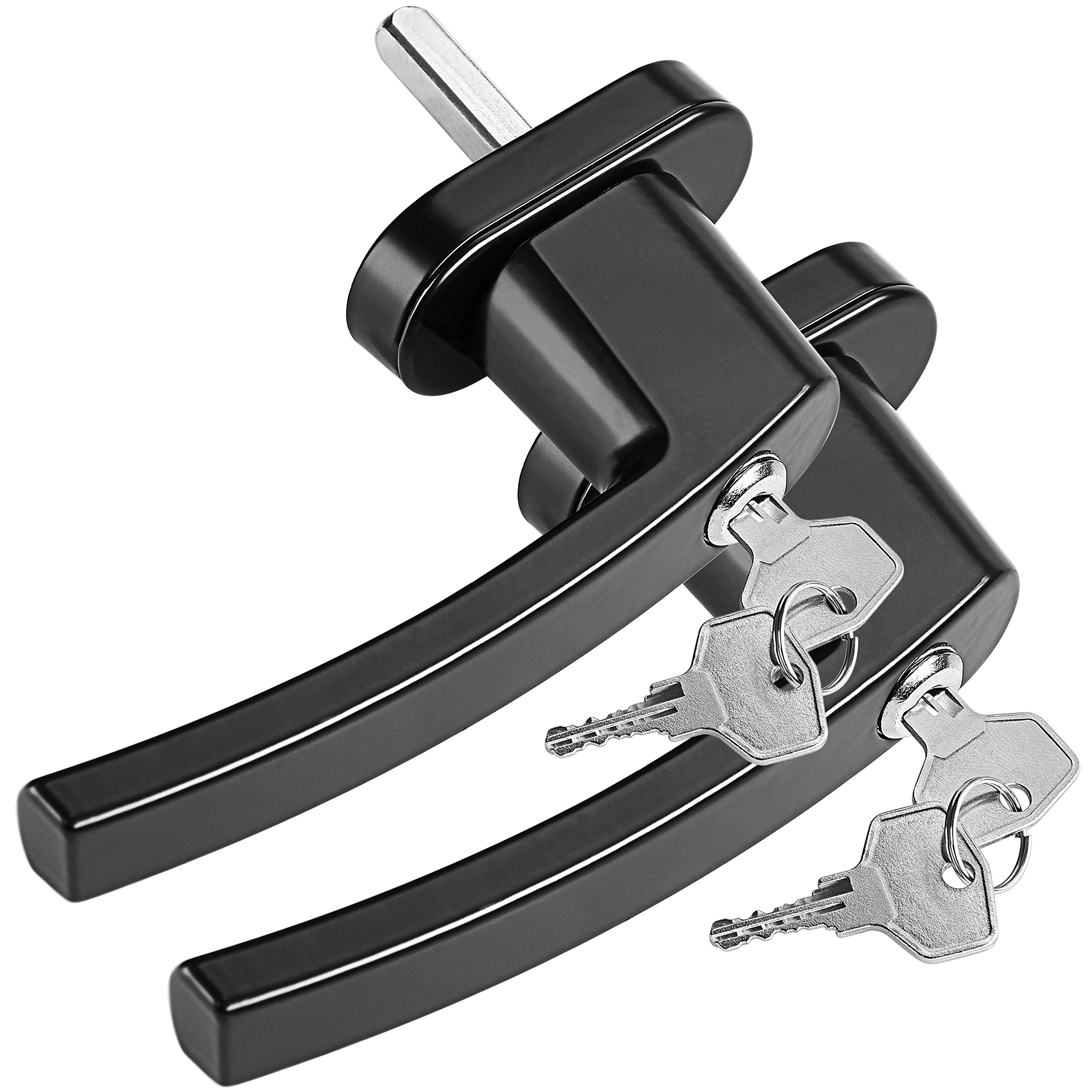 MONZANA® 2x Lockable Window Handles with Child Safety Push Button | 35mm Pin Length 7x7mm Square | Replacement UPVC Frame Handle | Security Lock Key | Stainless Steel | Black