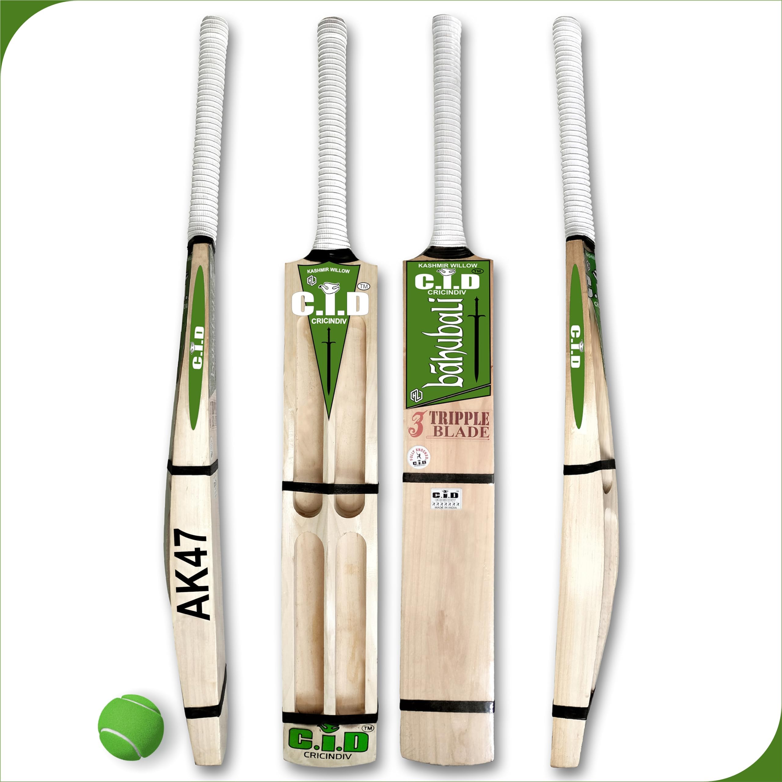 De Venta Kashmir Willow Cricket Bat AK47 Original Kashmir Willow Cricket Bat with Tennis Ball & Bat Cover, 35 Inches Size (1.050 g)