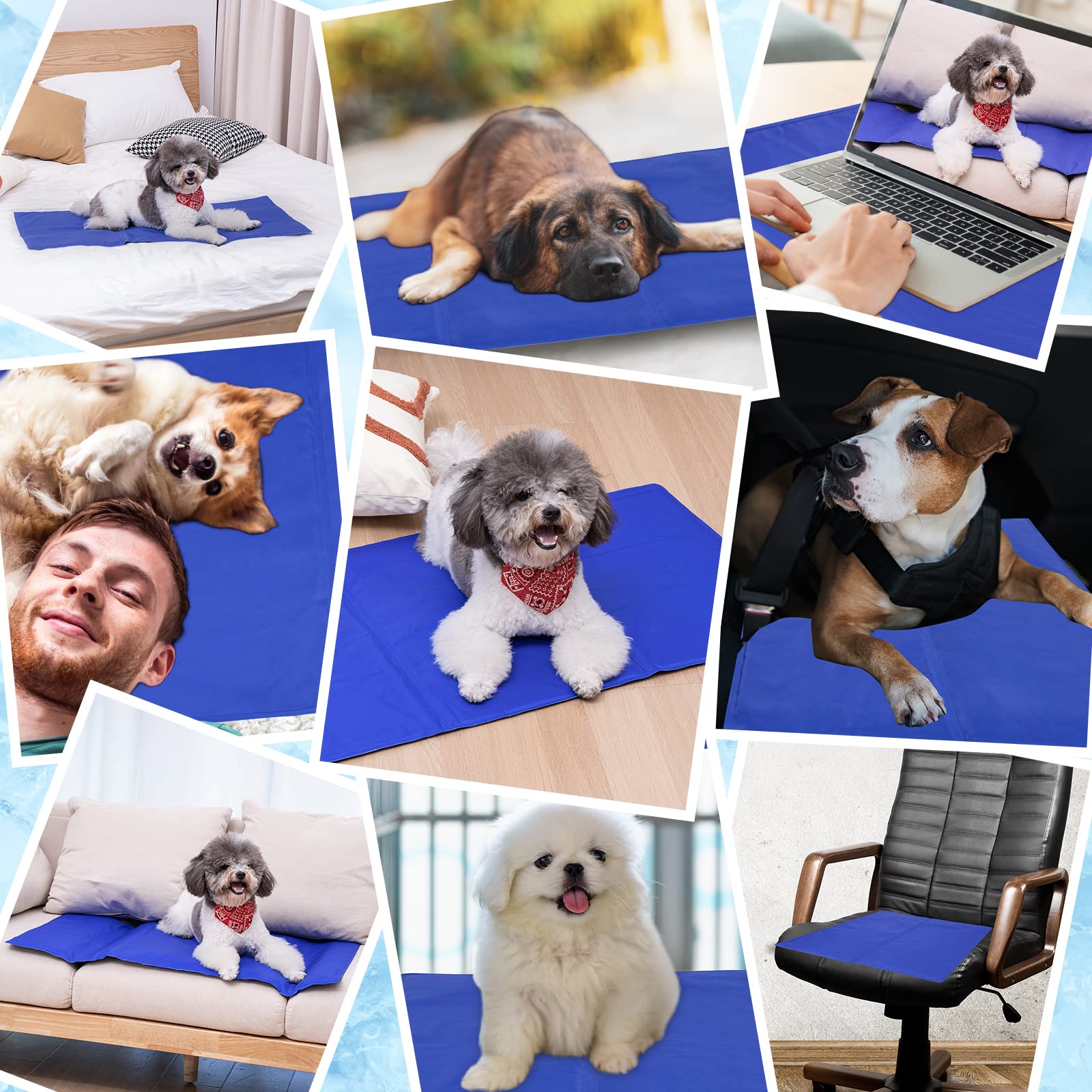 Dono Tappetino di raffreddamento per cani, resistente per animali domestici, tappetino di ghiaccio riutilizzabile per gatti, letto estivo per cani, auto-raffreddamento, gel non tossico, M, L, XL