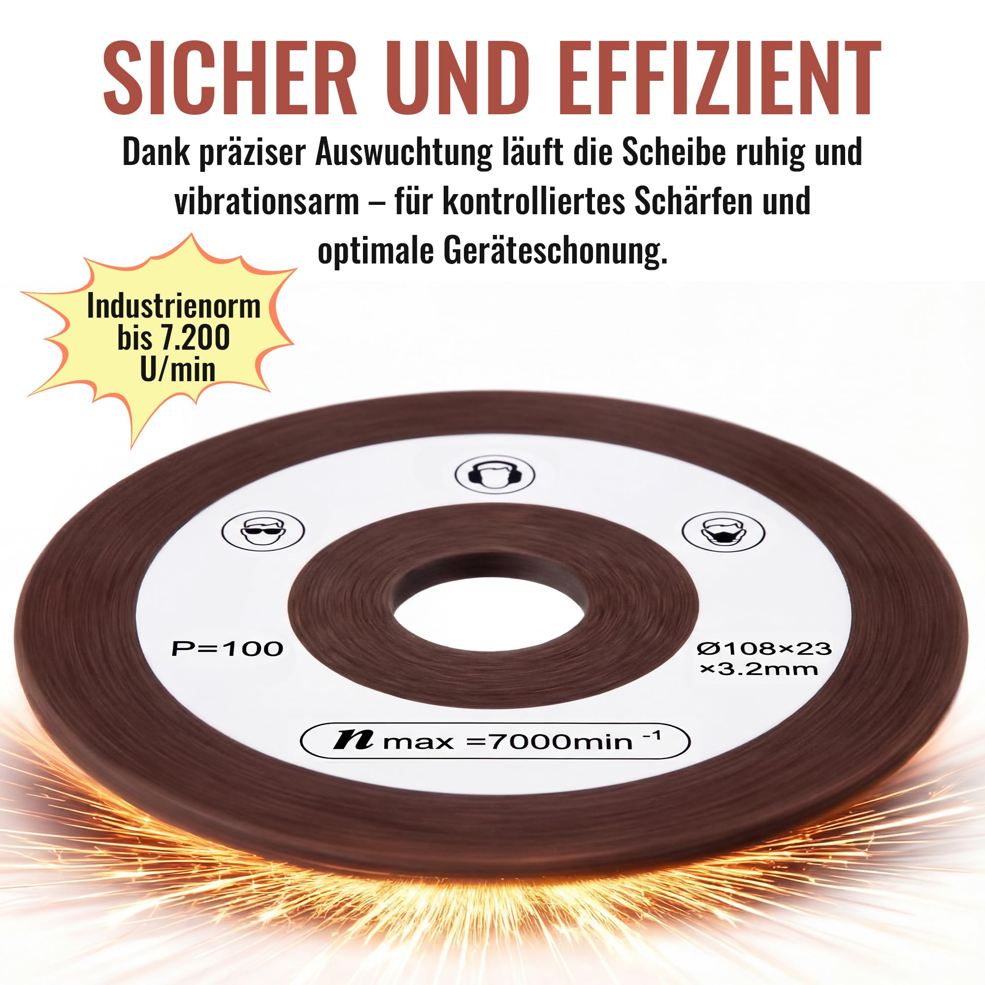 BBTO Mola abrasiva di ricambio in 2 pezzi compatibile con Einhell, diametro 108 mm, attacco 23 mm, grana P100, mola abrasiva per affilatura catene per seghe compatibile con Einhell