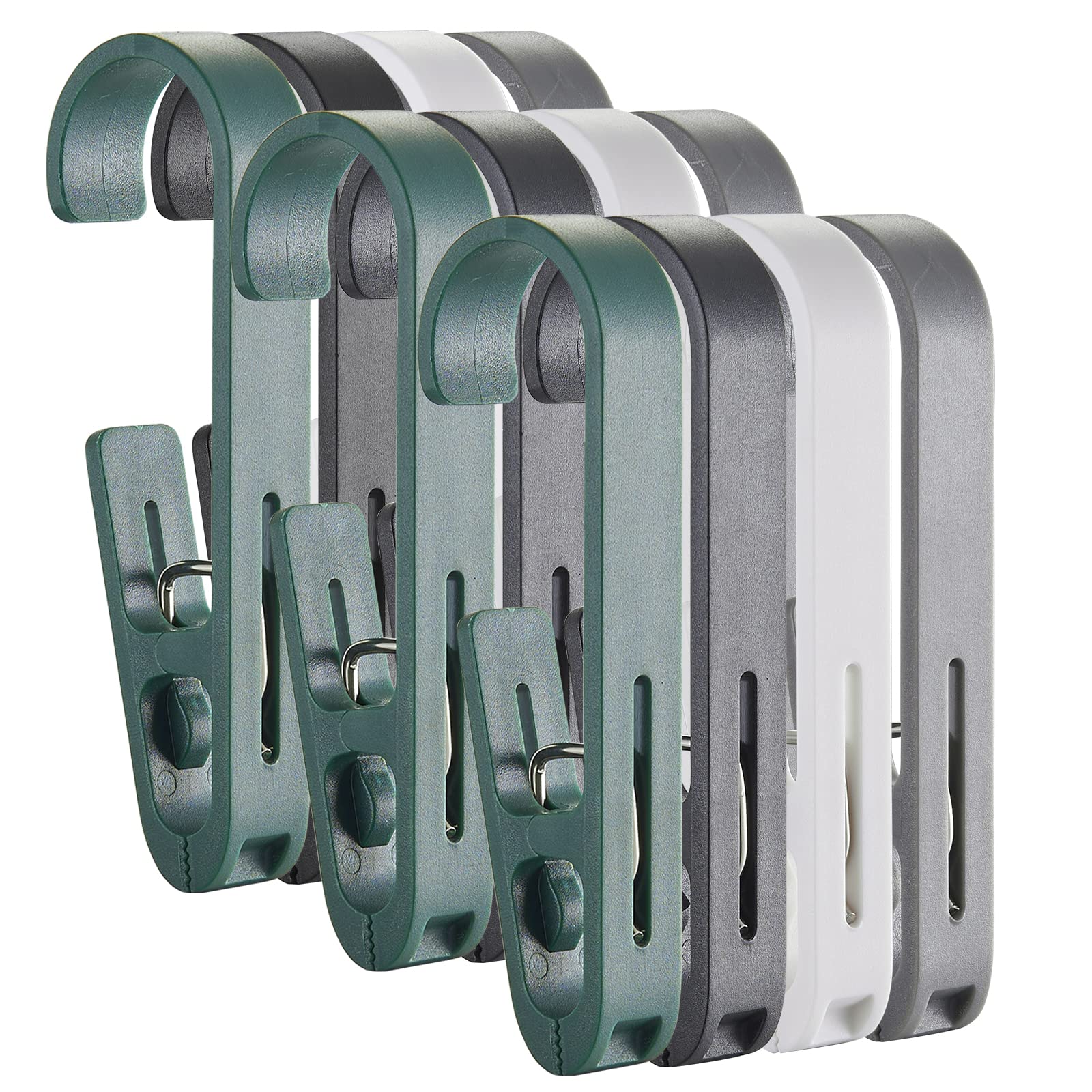 Multipurpose Hook Clips, 12Pcs Clothes Pins, Strong Large Plastic Clothes Clip Hanger, S Hooks for Shower Curtain