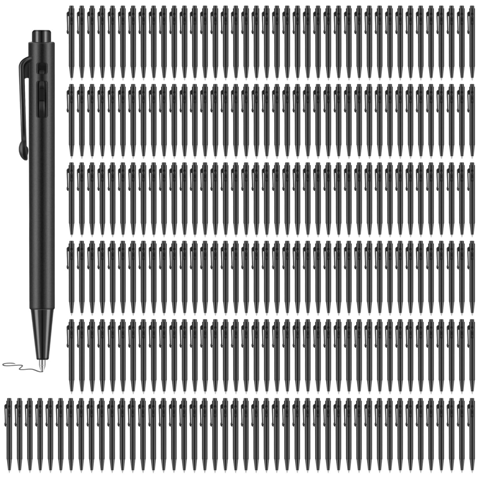 Generisch 200 mini bolígrafos pequeños con mecanismo de presión, punta fina de 0,7 mm con clip, tinta negra, para cuaderno, oficina, escuela, bolso