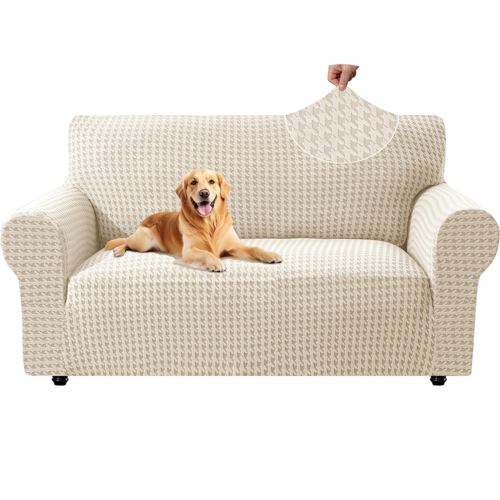 YSTELLAA Funda Sofa 2 Plazas, Elasticas Fundas De Sofa Ajustables, Universales Funda Sofa con Reposabrazos, Fundas para Sofa Anti Gatos Arañazo, Cubre Sofa Antimanchas, Beige Global Recycled Standard Global Recycled Standard Global Recycled Standard