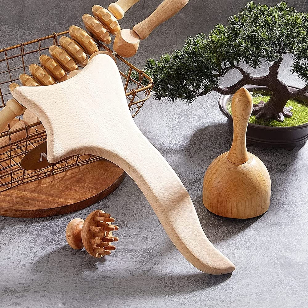 5Pcs Wood Therapy Masaż Zestaw Narzędzi Do Masażu Limfatycznego Drenażu Masażer Roller Do Masażu Pełnego Ciała